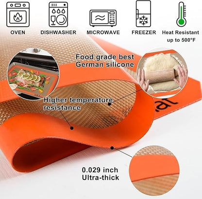 Silicone Baking Mats - Best German Silicone - Non Slip Silicone Baking Sheet, Non Stick Reusable Silicone Mats for Baking, Oven Liner, Counter Mat - 3/4 Sheet Baking Mat for Oven