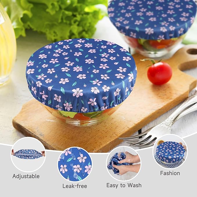 wegreeco Elastic Reusable Bowl Covers for Bread Proofing, Fabric Cloth Sourdough Bowl Covers for Proofing - Set of 6, Chrysanthemum