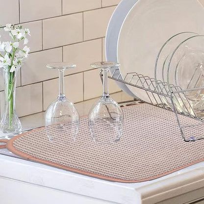 Pink Dish Drying Mats for Kitchen Counter, 2 Pack Dish Drying Mat Drying Pad, Dish Rack Drainer Mat, Pink Kitchen Accessories(Pink-1) - Image 5