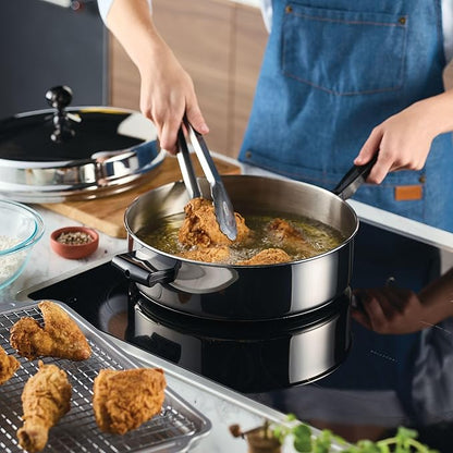Farberware Classic Series Anniversary Edition Stainless Steel Sauté Pan and Lid with Helper Handle, Induction Suitable, 6 Quart Jumbo Cooker, Metal Utensil Safe - Stainless Steel - Image 2