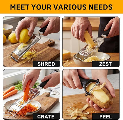 5 Pcs Zester Grater Set Cheese Grater with Stainless Steel Blade for Kitchen Tool for Parmesan Cheese, Ginger, Garlic, Nutmeg, Chocolate, Vegetables, Fruits Dishwasher Safe