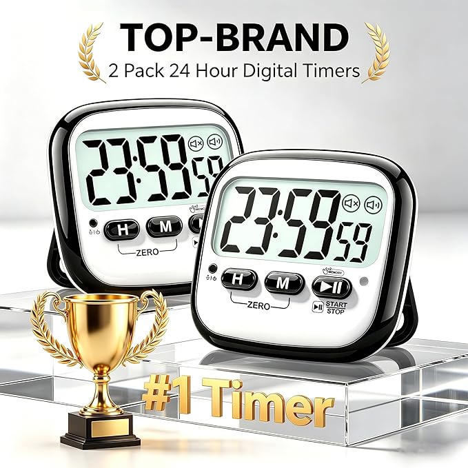 AyayaBoss 2-Pack Magnetic Kitchen Timers for Cooking, Digital Stop Watch Countdown Timer for Kids, Teachers, Classroom, Office, Exercise - Battery Included - Image 2