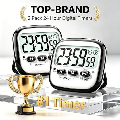AyayaBoss 2-Pack Magnetic Kitchen Timers for Cooking, Digital Stop Watch Countdown Timer for Kids, Teachers, Classroom, Office, Exercise - Battery Included - Image 2