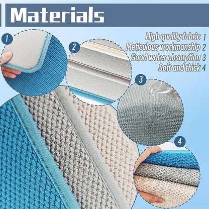 3 Pack Microfiber Dish Drying Mats,Ultra Absorbent Dish Drainer Mats,20x15" Large Size Kitchen Quick Dry Pads for Counter,Under Sink,Coffee Rack(Blue,Beige,Gray) - Image 3
