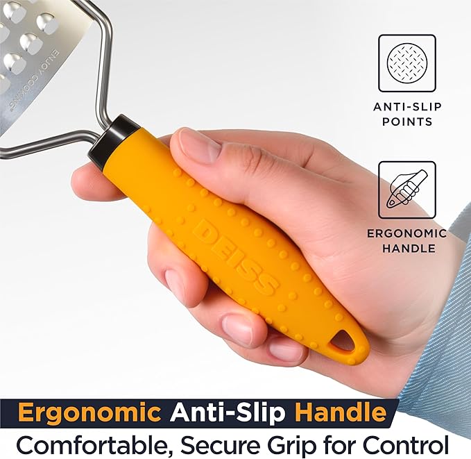 Deiss PRO Coarse Grater & Hand Held Cheese Grater - Sharp Stainless Steel Blades, Non-Slip Handle, Small Cheese Grater for Kitchen, Shredder, Dishwasher Safe - Image 7
