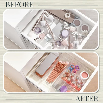 STORi SimpleSort Drawer Organizer Bins 6 pc Set, Multi-size, Bathroom Organizers and Storage, Makeup Organizer, Desk Organizer, Vanity Organizer, Clear Organizing Containers, Made in USA - Image 6