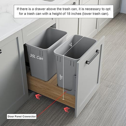 Dowell 2 Pack Wastebasket Trash Can Container, Plastic Garbage Bin, Stackable, for Kitchen, Office, Home & Commercial Use, Fits Under Sink/Desk - Grey (2, 35 QT) - Image 4