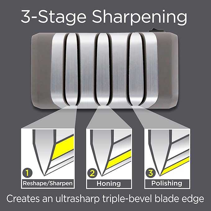 Chef'sChoice Electric Knife Sharpeners with Rechargeable Battery for 20-Degree Straight and Serrated Knives using 100-Percent Diamond Abrasives, 3-Stage, Gray