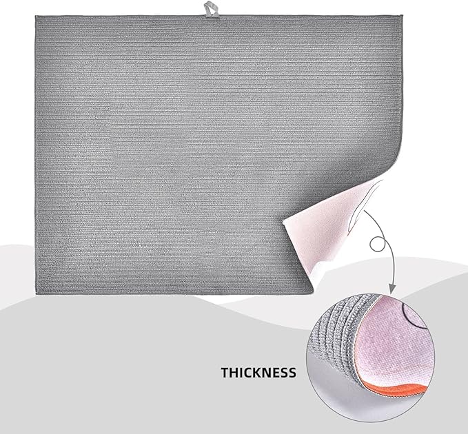 Marble White Dish Drying Mats for Kitchen Counter, Large 18"x24" Dish Mats for Drying Dishes, Microfiber Absorbent Dish Drying Pad Rack Mat Kitchen Decor Reusable Washable