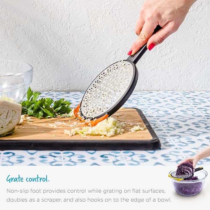 Dreamfarm Ograte Two-Sided Coarse Food & Vegetable Speed-Grater with Non-Slip Bowl Hook & Foot - 6mm Coarse Grater, Orange - Image 7