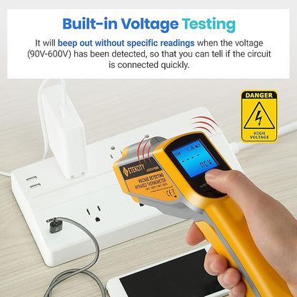 Etekcity Infrared Thermometer 1025D (Not for Human) Dual Laser Temperature Gun-58℉~1022℉ (-50℃~550℃) with Adjustable Emissivity, Non-Contact Voltage Tester (NCV), Standard Size, Yellow & Gray - Image 6