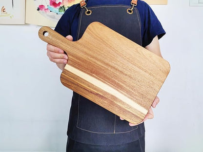 ZeQi Acacia Wood Cutting Board with Handle 16''x9'' / Charcuterie Board/Serving Board/Cheese, Bread, Vegetables & Fruits Serving Board (Rectangular-16x9) - Image 7