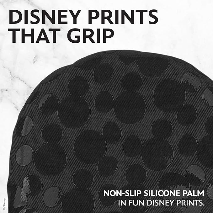 Disney Oven Mitts 2-Pack - 5.5” x 7.5” Heat-Resistant Mini Oven Mitts with Non-Slip Printed Silicone Disney Silhouettes - Pot Holders for Kitchen - Mickey & Minnie, Stitch, Winnie the Pooh