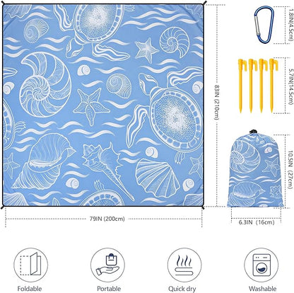 WIWIGO Beach Blanket Waterproof Sandproof Beach Mat 79" X 83"/10'x9'for 2-8 Adults Quick Drying Outdoor Picnic Mat Beach Accessories for Travel, Camping, Hiking - Image 2