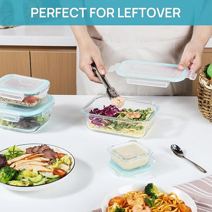 Vtopmart 8 Pack Glass Food Storage Containers with Airtight Lids, Glass Meal Prep Containers, Lunch Office Meal for Microwave, Oven, Freezer and Dishwasher, BPA Free - Image 5