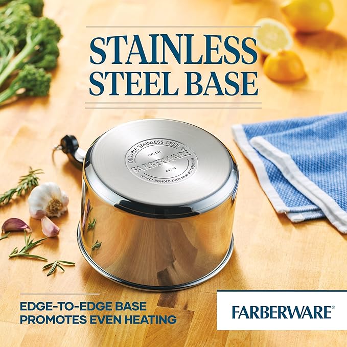 Farberware Classic Stainless Steel 2-Quart Mirror Satin Covered Saucepan, Silver - Image 7