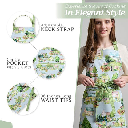 Maison d' Hermine 100% Cotton Apron for women with Pocket Kitchen Chef Apron for Men Cooking Mothers Day Gifts