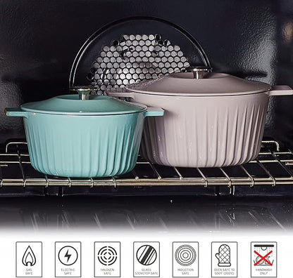 Martha Stewart Eastholm 5 QT Enameled Cast Iron Dutch Oven, Grey