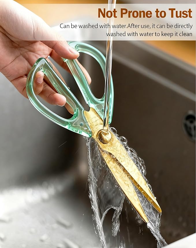 8.0inch Kitchen Shears, Sharp Stainless Steel Meat & Poultry Scissors, Transparent Blue Acrylic Handle, All Purpose Utility Cooking Scissors for Kitchen/BBQ/Home/Office - Image 7