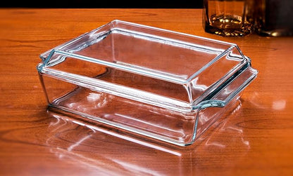 Rectangular Tempered Glass Casserole Dish, Tempered Glass Baking Dish with Glass Cover. Oven, Freezer and Dishwasher Safe. - 2 Liter