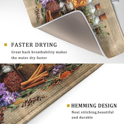 Herbs Kitchen Dish Drying Mat - Spice Bottle Absorbent Microfiber Dish Rack Mat Drying Pad 18 X 24 In - Image 3