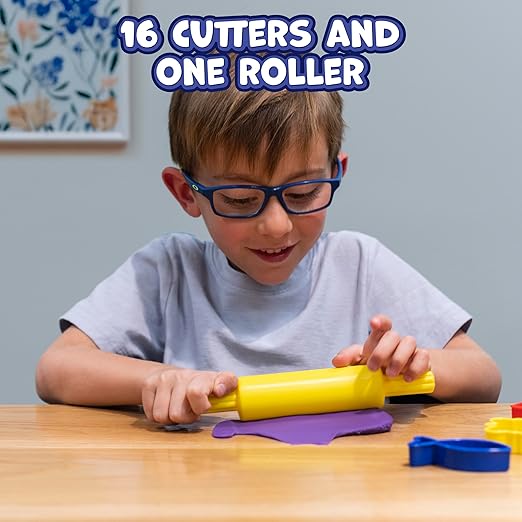 READY 2 LEARN Dough Roller and Cutters | Set of 17 | Dough Tools for Kids Ages 18m+ | Arts and Crafts Supplies for Toddlers | Roll, Cut, Mold and Play - Image 2