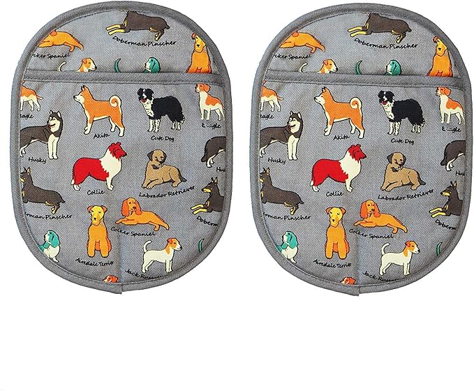 Pot Holders Set of 2 with Transparent Clear Silicone Shell and Nice Dog Printing Cotton Lining, Heat Resistant to 500 F Kitchen Oven Gloves Pot Holder for Cooking (Dog Flower, Potholders) - Image 2