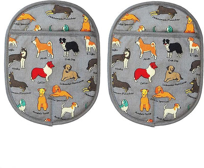 Pot Holders Set of 2 with Transparent Clear Silicone Shell and Nice Dog Printing Cotton Lining, Heat Resistant to 500 F Kitchen Oven Gloves Pot Holder for Cooking (Dog Flower, Potholders) - Image 2