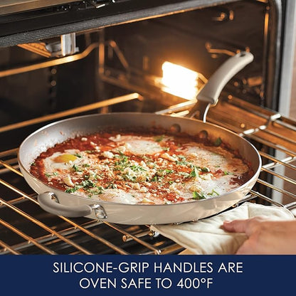Rachael Ray Cook + Create Nonstick Frying Pan/Skillet with Helper Handle, 14 Inch - Almond - Image 6