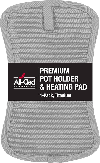 All-Clad Premium Pot Holder & Hot Pad: Heat Resistant to 500 Degrees - 100% Cotton, 10"x6.25" Hot Pad for Kitchen and Barbeque, (1-Pack), Titanium by All-Clad