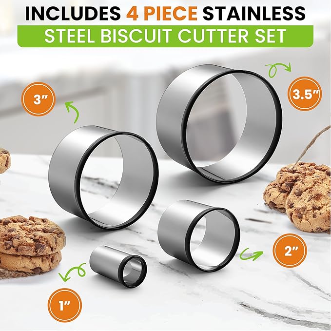Spring Chef Large Dough Blender & Biscuit Cutter Set, Heavy Duty Stainless Steel Professional Pastry Cutter, Soft Grip, Black - Image 3