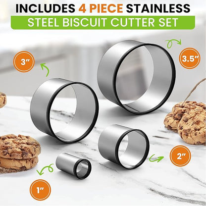 Spring Chef Large Dough Blender & Biscuit Cutter Set, Heavy Duty Stainless Steel Professional Pastry Cutter, Soft Grip, Black - Image 3