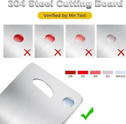 URMONA 3 PCS 304 Stainless Steel Cutting Board For Kitchen, Non-Staining&Odor-Free, Burr-Free Edges, Dishwasher Safe, Non Toxic Cutting Board（S+M+L） - Image 7
