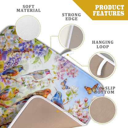 Spring Bird Dish Drying Mats for Kitchen Counter Floral Small Dish Drying Pad Season Decor - Image 4