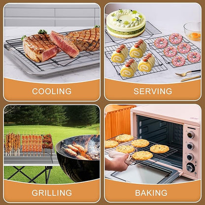 Cooling Rack for Baking 3 Tiers, 16" x 10" Cookie Cooling Wire Rack Stackable Collapsible Nonstick, Stainless Steel Baking Cooking Cooling Racks with Optimum Air Flow, Black - Image 6