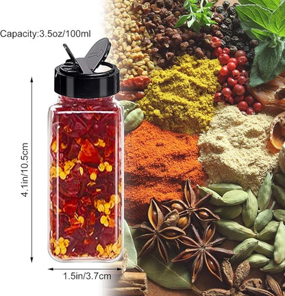 Tiaiidi 24 Pack 3.5 oz Square Plastic Spice Jars,Seasoning Containers with Black Screw Lids to Pour or Shake,Empty Storage Spice Containers for Spice,Powders,Peppers - Image 2