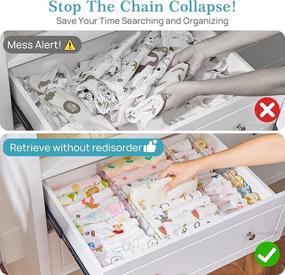 Vtopmart 4 Pack Drawer Dividers for Clothes, 4" High 10.2"-16.5" Adjustable Expandable Dresser Drawer Organizer, Clear Plastic Separators for Dresser, Baby Clothing, Underwear, Cosmetic, Toiletries - Image 8