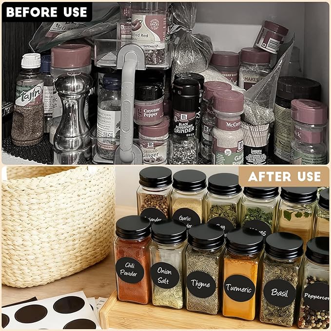 24Pcs Spice Jars with Label, 4oz Empty Square Seasoning Containers, Spice Jars with Shaker Lids, Small Spice Bottles for Salt, Herbs, Sugar, Pepper, Seasoning Jars for Spice Rack, Cabinet, or Drawer - Image 4