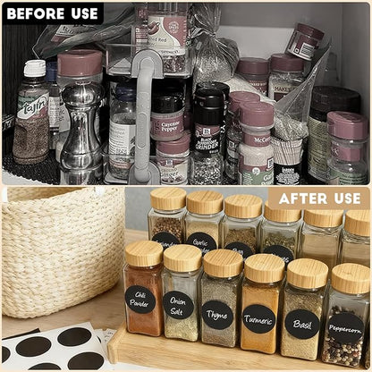 24Pcs Spice Jars with Label, 4oz Empty Square Seasoning Containers, Spice Jars with Shaker Lids, Small Spice Bottles for Salt, Herbs, Sugar, Pepper, Seasoning Jars for Spice Rack, Cabinet, or Drawer - Image 4
