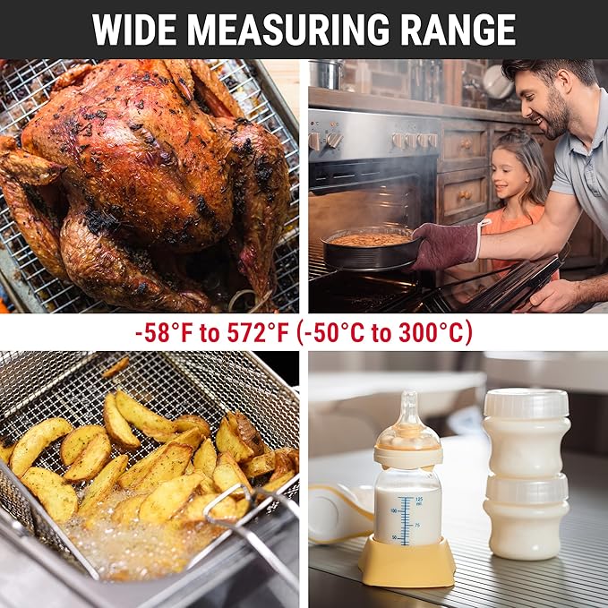 TempPro TP03B Digital Meat Thermometer for Cooking, Instant Read Thermometer with Backlight, Kitchen Food Thermometer for Grill Smoker BBQ Oil Deep Fry Candy Bread Coffee (Previously ThermoPro) - Image 6