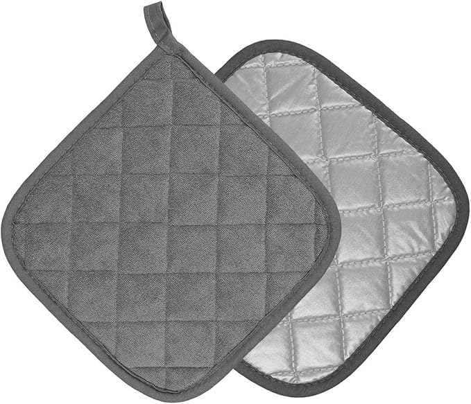 Pot Holders Cotton Made Machine Washable Heat Resistant Potholder, Pot Holder, Hot Pads, Trivet for Cooking and Baking (5, Dark Grey) - Image 4