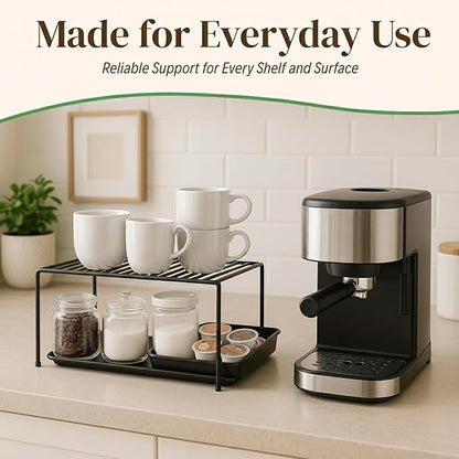Evelots Kitchen Cabinet Wire Shelf Organizer/Rack - 4 Pack Sturdy Metal Shelf Risers - Double Your Counter Space - Great for Kitchen, Freezer, Pantry and Bathroom - Rustproof - Black - Image 3