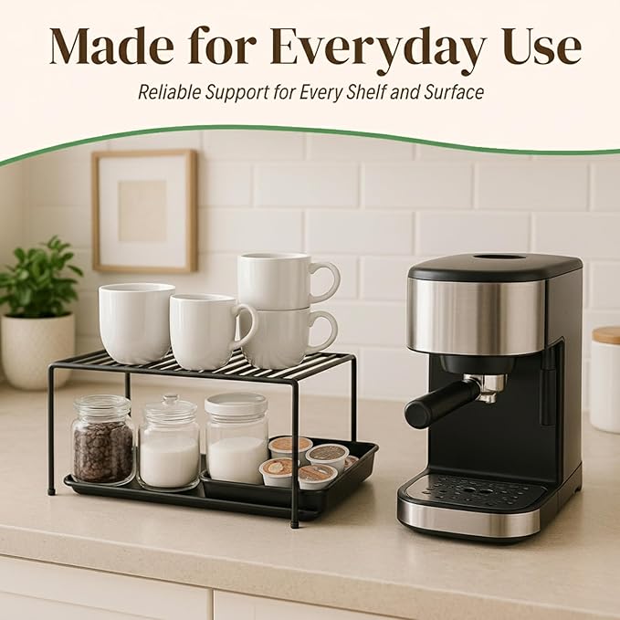 Evelots Kitchen Cabinet Wire Shelf Organizer/Rack - 6 Pack Sturdy Metal Shelf Risers - Double Your Counter Space - Great for Kitchen, Freezer, Pantry and Bathroom - Rustproof - Black - Image 3