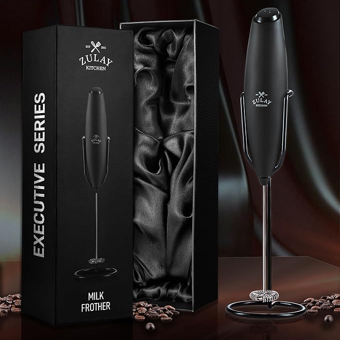 Zulay Kitchen Executive Series Milk Frother Wand - Upgraded & Improved Stand - Ideal Coffee Gift - Coffee Frother Handheld Foam Maker For Lattes - Electric Milk Frother Handheld For Cappuccino - Image 8