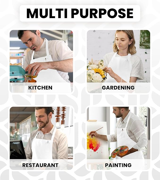 Avalon Kitchen Aprons for Men - 100% Polyester Chef Apron Women with Extra Long Ties - Cooking Aprons for Women & Mens Apron - Image 6