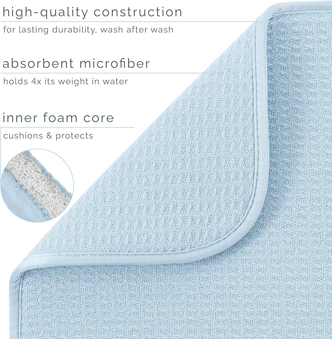S&T INC. Dish Drying Mat XL, 18” x 24”, Absorbent Microfiber Kitchen Counter Mat, Dish Drying Pad for Dishes, Utensils, Pots and Pans, Extra Large, Sky Blue - Image 3
