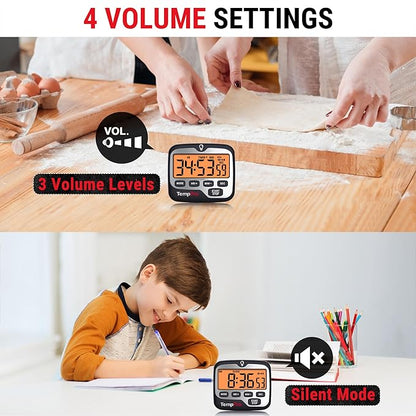 TempPro TM01 Kitchen Timers for Cooking with Count Up Countdown Timer, Digital Timer for Kids Students with Touch Backlight, Study Timers for Classroom Teacher Supplies(Previously ThermoPro) - Image 4