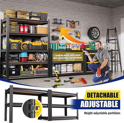 71.2"H-28"W-12"D Garage Shelving-5 Tier Garage Storage Shelves,Adjustable Heavy Duty Metal Shelving Unit and Storage Large Rack,Utility Steel Shelf For Warehouse Industrial Pantry Basement Organizers