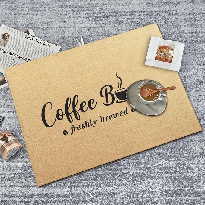 Freshly Brewed Daily Dish Drying Mats for Kitchen Counter, Large 18"x24" Dish Mats for Drying Dishes, Microfiber Absorbent Dish Drying Pad Rack Mat Kitchen Decor Reusable Washable
