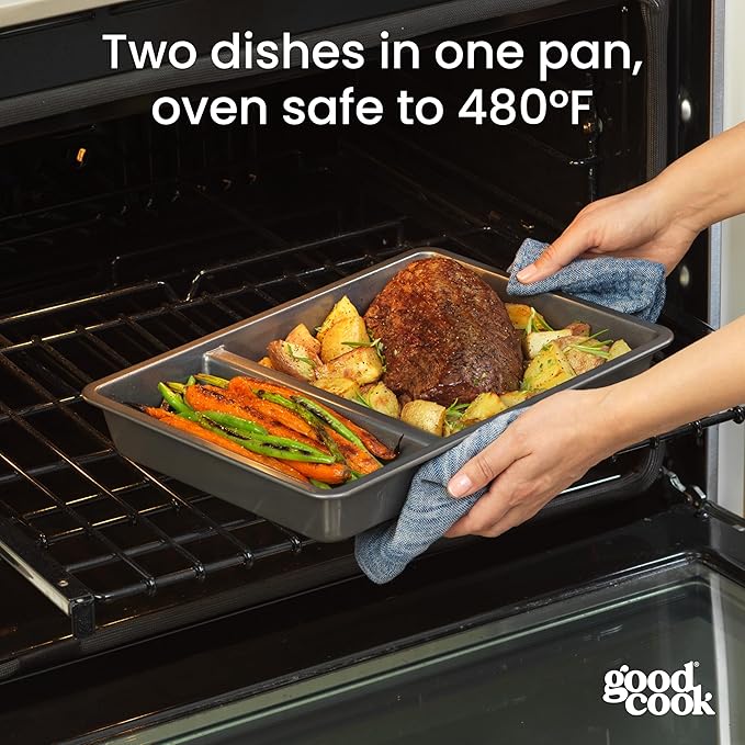 GoodCook Divided Baking Sheet Premium Carbon Steel Nonstick Pan, 9 x 13-Inch